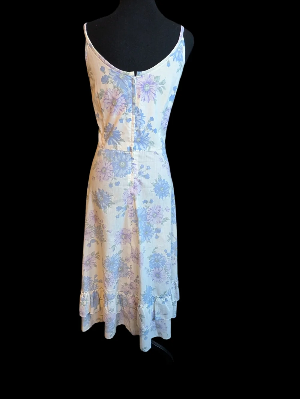 Vintage 70s Handmade Cottagecore Prairie Maxi Dress Pastel Floral Ruffle Hem - Picture 9 of 12